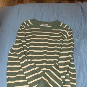 Magnolia Green and White Striped Long Sleeve Tee